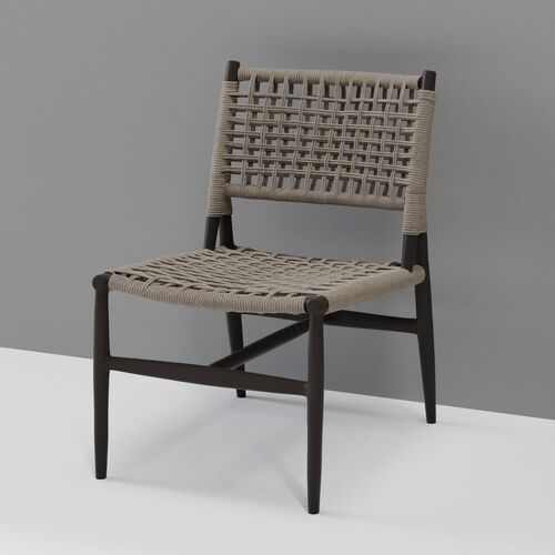 Arelith Outdoor Aluminum/Rope Armless Dining Chair, Graphite 2 Arelith Outdoor Aluminum/Rope Armless Dining Chair, Graphite