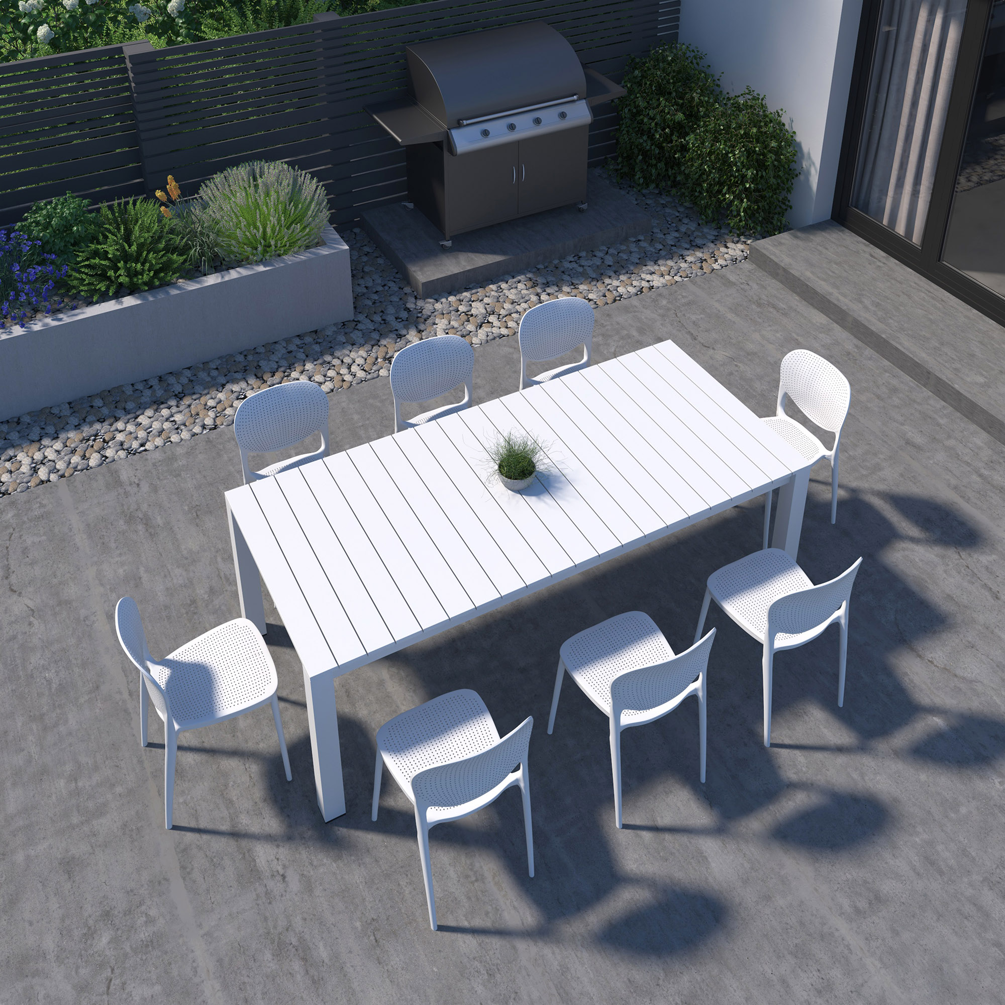Astor 9-Pc Outdoor Aluminum Dining Set, White 2 Astor 9-Pc Outdoor Aluminum Dining Set, White
