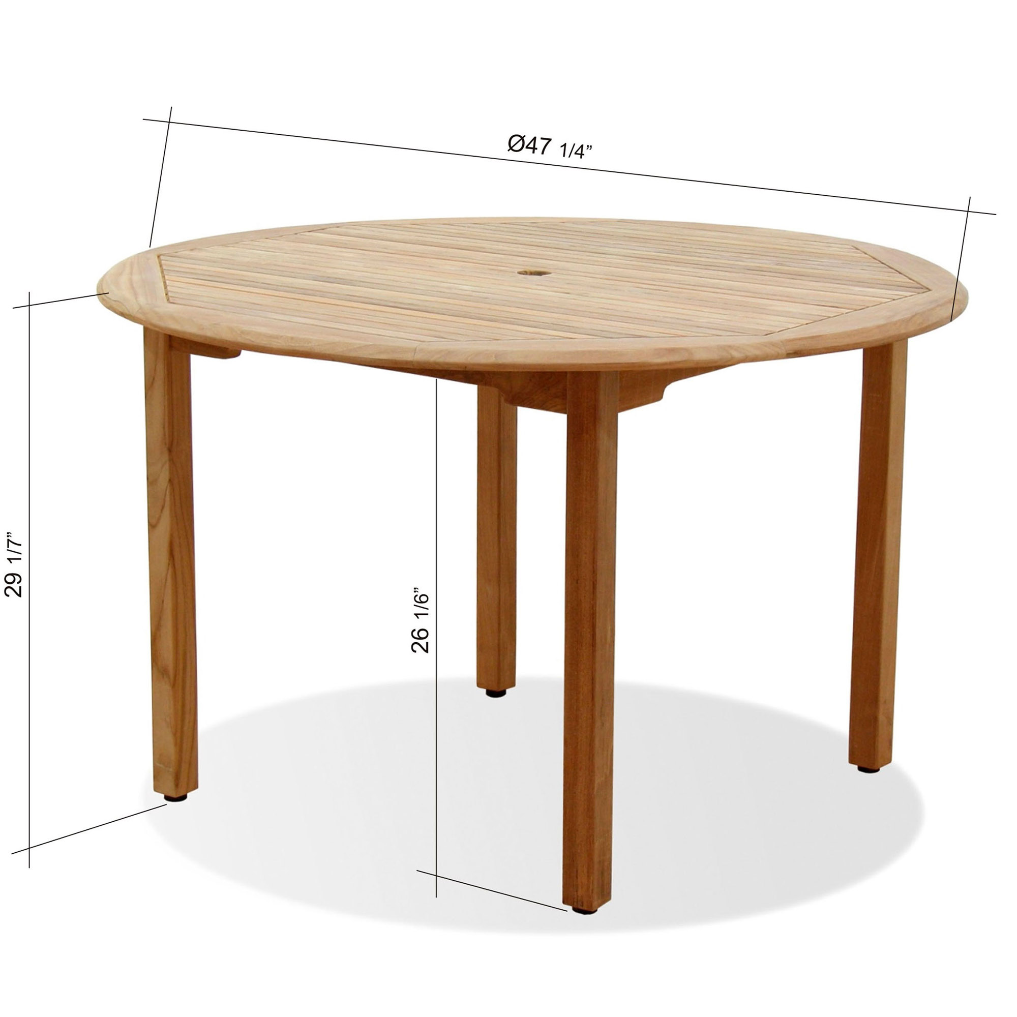 Cayana 5-Pc Round Outdoor Teak Dining Set, Natural/White 5 Cayana 5-Pc Round Outdoor Teak Dining Set, Natural/White