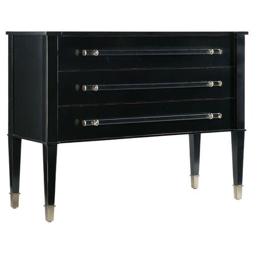 Melange Rowan 3-Drawer Chest, Black/Acrylic 1 Melange Rowan 3-Drawer Chest, Black/Acrylic
