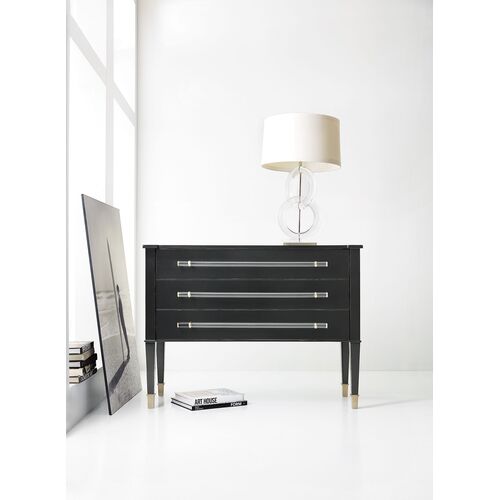 Melange Rowan 3-Drawer Chest, Black/Acrylic 3 Melange Rowan 3-Drawer Chest, Black/Acrylic