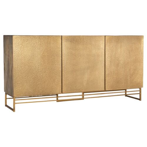 69" 3-Door Entertainment Center, Brass Foil 1 69" 3-Door Entertainment Center, Brass Foil